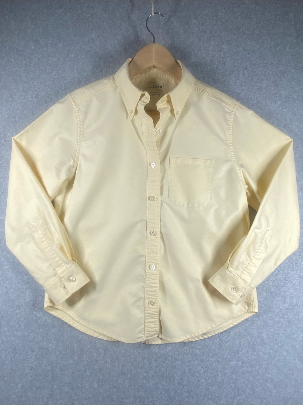 LL Bean shirt women’s size XS PET Yellow long sleeve 100% cotton elegant
